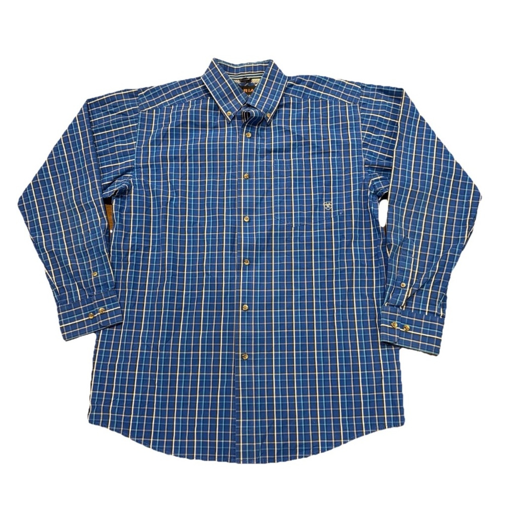 Ariat Men's Blue & White Windowpane Button-Down Shirt